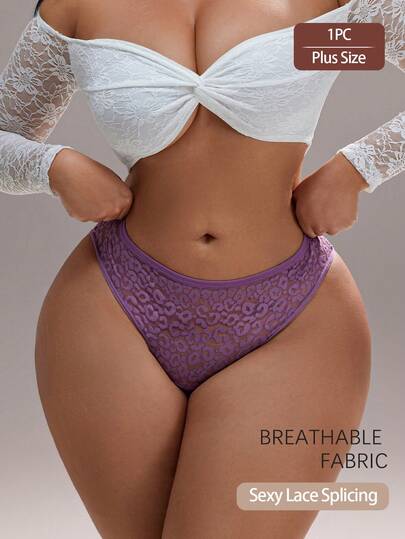 Damen Große Größen Sexy Unterhosen mit tiefer Taille, nahtlos, Leoparden-Spitzen-Kombination, weich, bequem & atmungsaktiv, Lingerie für den täglichen Gebrauch, Sport und Yoga