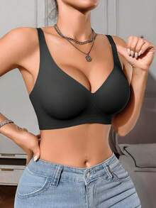 2 piezas de sujetador de gel de alta calidad, cómodo, amigable con la piel, sexy y minimalista, conjunto de ropa interior de sujetador para mujer - Multicolor - Ver 7