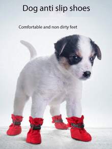 1 Set 4Pcs Soft Bottom Pet Paw Protection Shoes | Waterproof Non-Slip Durable Pet Booties | Elastic Portable Rain Snow Boots For Small Dogs And Cats Daily Outdoor Use - MultiWarna - View 3