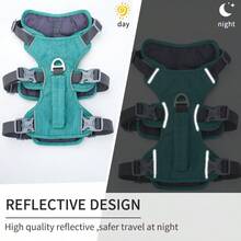 防逃脱狗背带，软垫全身宠物背带，配有反光可调节防窒息背心、牵引绳手柄和扣环，适用于大型犬散步训练 - 彩色 - 查看 9