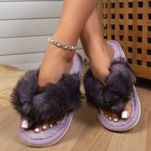 渐变毛绒柔软舒适男女通用人字拖 - 亲肤保暖，EVA静音防滑鞋底，休闲居家穿着，理想的节日礼物 - 人字拖 - 查看 26