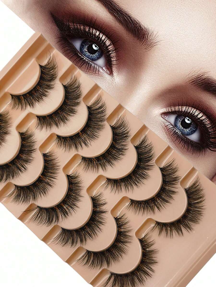 7 Pairs Of Naturally Slender False Eyelashes, Handmade 3D Curls For Easier Wearing, Fashionable Makeup Effect For The Whole Day - View 1