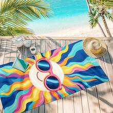 1 chiếc khăn tắm biển họa tiết hoạt hình mặt trời và sọc, siêu thấm hút, nhanh khô, mềm mại và nhẹ, lý tưởng cho bãi biển, bơi lội, hoạt động ngoài trời và du lịch. - C - Xem 7