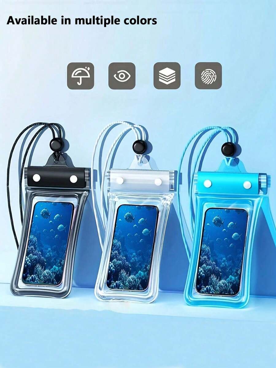 Nouveau sac étanche pour téléphone portable d'été, étui de téléphone portable renforcé et épaissi, étui étanche universel pour téléphone portable de différentes tailles, convient pour la plage, la croisière, les voyages par temps de pluie - Multicolore - Voir 1