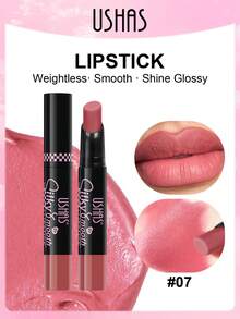 Chì kẻ môi lì USHAS, 8 màu, chống thấm nước và chống dính, thoa đều, lì, màu lâu trôi, tông màu đỏ, hồng, nude, phù hợp với mọi tông da - #07 Nâu nhạt mềm mại - Xem 2