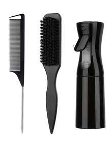 3 PiecesHair Styling Set, Soft Nylon Bristle Brush, Parting & Detangling Combs, ABS Hairbrush For Home & Salon Use - Multicolor - View 7