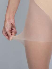 1pc Women's Tight, Silky, Invisible, Transparent Leggings - Apricot - View 4