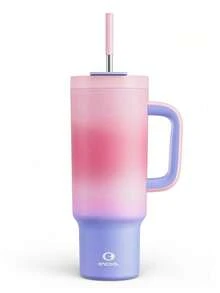 Cốc 40 Oz Có Quai Và Ống Hút, Cốc Cách Nhiệt Chống Rò Rỉ 100% Có Nắp Và Ống Hút, Cốc Du Lịch Bằng Thép Không Gỉ, Giữ Lạnh Trong 34 Giờ, Thân Thiện Với Giá Để Cốc Trên Xe Hơi - Nhiều màu - Xem 14