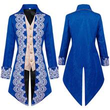 2026 Men's Mid-Length Medieval Costume Jacket, Victorian Gothic Coat, Men's Cosplay Outfit - Blue Lace Tuxedo - View 4