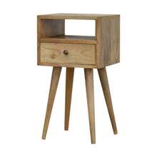 Solid Wood Mini Oak-Ish Bedside 1 Drawer And Open Slot Brown - 棕色 - 查看 3
