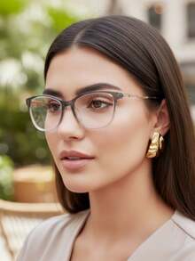 Women's Eyeglass Frame, Cat Eye, Metal Temples, Retro Style. - 淺灰紫 - 查看 2