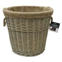JVL Willow Log Basket With Liner And Rope Handles - Antique Wash - Multicolor - View 5