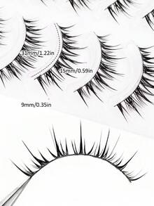 Rikuaild Lông mi giả kiểu Manga hiệu ứng bóng mượt, 5 cặp, thân mỏng, tự nhiên, dạng gai nhọn, có thể tự làm nối mi, mềm mại, uốn cong được, có thể tái sử dụng, phù hợp cho cosplay, trang điểm hàng ngày và trang điểm kiểu châu Á. Lông mi Manga, lông mi giả dạng dải, mi giả, lông mi thật, mi giả. - màu đen - Xem 6