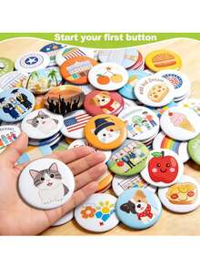 Máquina para hacer botones, 100 juegos, insignias DIY, máquina para prensar botones, ideal para regalos familiares, 58 mm / 2,28 pulgadas. - verde - Ver 8
