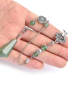 1件天然宝石绿东陵玉占卜水晶吊坠，用于占卜、预知和疗愈，六角尖头生命之树水晶摆锤 X058 - X058 - 查看 4