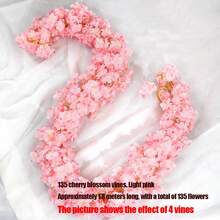 Vite artificiale di fiori di ciliegio rosa, ghirlanda di fiori di glicine finti, adatta per arco da matrimonio, San Valentino, decorazione parete domestica, decorazione tavolo da festa e sfondo da giardino - Multicolore - Visualizzare 8