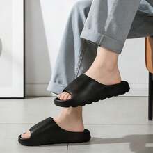 Dép đi trong nhà 4 mùa cho nam, dép sandal đế dày kẻ sọc đen, dép đi biển unisex. - màu đen - Xem 2