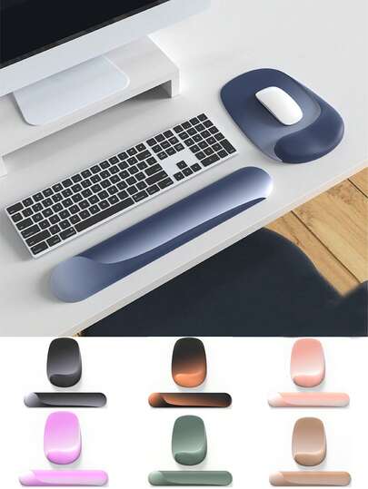 Tappetino per mouse a forma di gancio in silicone, semplice e sfumato, tappetino per mouse ergonomico con poggiapolsi, tappetino per mouse con supporto per il polso per alleviare il dolore, base antiscivolo in PU, adatto per laptop, tastiera e ufficio