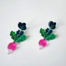 一对可爱亚克力胡萝卜造型吊坠耳环，俏皮迷人，不锈钢耳钩，春日乡村蔬菜风格，百搭女士饰品 - 耳環 - 查看 6