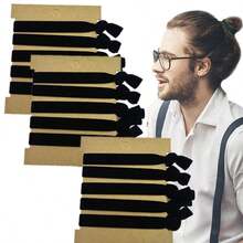 Set Of 10 Black Easy Sports Hair Bands, Designed For Men, Featuring A Non-Slip Ponytail Style,Summer,Hair Accessories - Multicolor - View 5