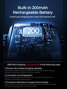 REMAX One-Touch Fully Automatic Car Charger, 15W Wireless Charging & 66W Magnetic Charging & Cable Charging, Auto Open & Clamp, One-Touch 90° Rotation, Built-In Battery 200mAh Rechargeable Battery, IPhone Charger, Type-C Charger, Car Accessories, Car Essential, Car Stuff - Holder - View 9