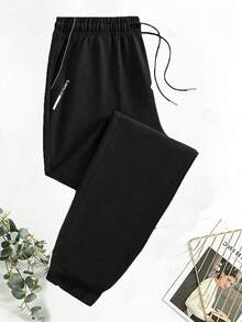 新款百搭宽松女士运动裤，适合日常穿着、慢跑、休闲和舒适穿着，是美丽女士的必备单品。 - 黑色 - 查看 1