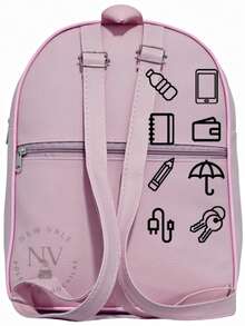 Mochila Feminina Bolsa Mochilinha Estampa Descolada e Delicada + Chaveiro Pompom. - Rosa Bebê - Visão 4
