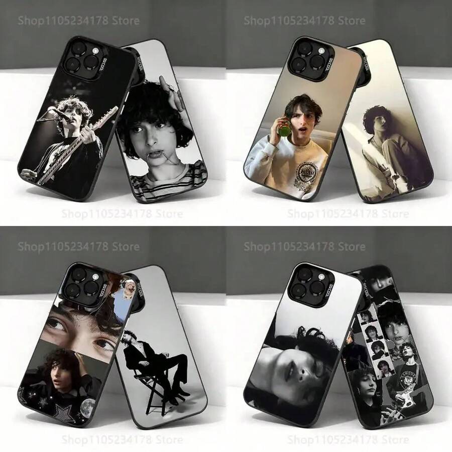 Funda para Teléfono F-Finn W-Wolfhard Actor para iPhone 17, 16, 15, 14, 13, 12, 11, Pro, Max, Plus, E, Air, Cubierta IMD Negra - Negro - Ver 1