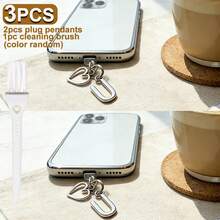 可爱三件套防尘塞爱心吊坠套装，包含2个Type-C USB-C防尘塞和1个清洁刷，防尘USB-C插头盖，适用于 17-15以及 14-5 Lightning接口。 - 彩色 - 查看 93
