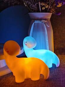 1pc Dinosaur Shaped Night Light, Battery Powered, Cute Silicone Night Light For Kids, Baby Care Lamp, Bedside Table Decor Light, Suitable For Children's Bedroom, Living Room, Office, Holiday Decoration - Warm White Light - View 1