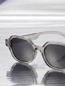 一副男女通用方形灰色极简经典太阳镜，多功能个性化时尚Y2K眼镜，适合度假、旅行、海滩、派对、驾驶、钓鱼、生日礼物、日常佩戴 - 灰色 - 查看 3