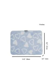 1 Stück einfarbige minimalistische Luxus Laptop-Hülle für Studenten, 11"/13"/15" Laptop & Tablet Aufbewahrungstasche, Herzmuster Plüsch Lässig Unisex Tablet Schutzhülle, Innentasche, kleine Dokumententasche, Laptop Tragetasche, kompatibel mit iPad Air 4 5 Pro, stoßfest - Blau - Übersicht 13