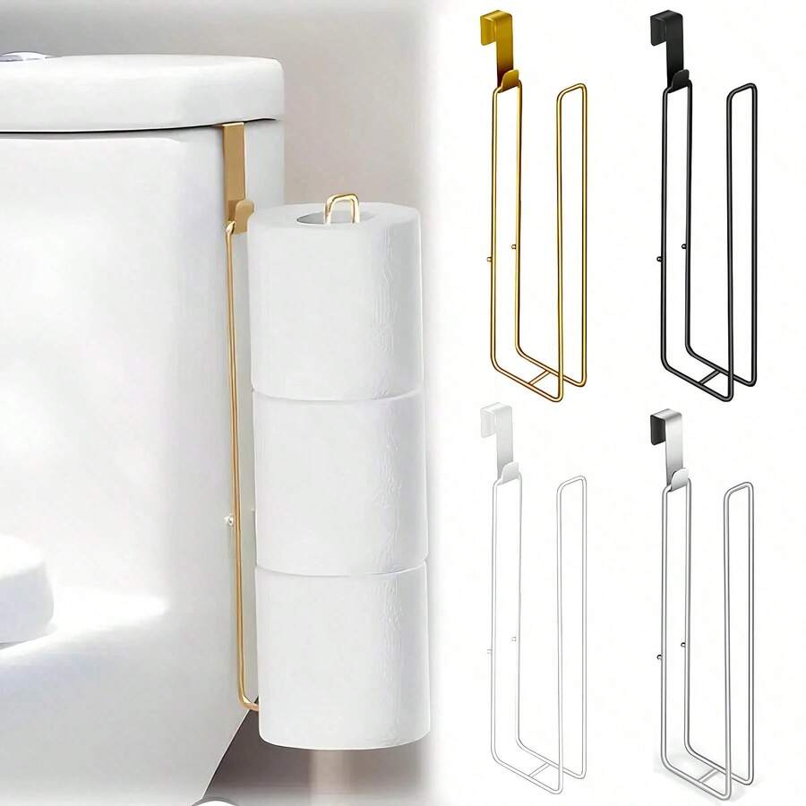 免钻孔卫生纸架，铁艺浴室纸巾/毛巾架，毛巾挂钩，无需在墙上钻孔，适用于厨房和浴室收纳，浴室配件，返校必备