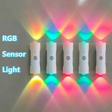 Rechargeable LED Motion Sensor Night Light, RGB Gradient Creative Decorative Wall Lamp With Multiple Indoor Lighting Modes For Corridor, Bedside, Desk And Magnetic Staircase, Easy Installation - White - View 9