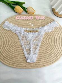 Personalized Custom Name Lace Thong G-String, Bold And Sexy Low Waist See Through Underwear With Boyfriend Or Husband's Name, G-String, Tanga, DIY Sparkling Crystal English Letter Name Underwear, Couple Gift, Bachelor Party Gift, Wedding Custom Gift, Ideal Gift For Lover, Wife, Girlfriend, Friend's Birthday/Valentine's Day/Anniversary/Holiday/Honeymoon/Vacation/Bedroom - trắng - Xem 6