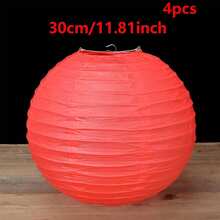 4pcs Red Foldable Paper Lanterns, Multipurpose Hanging Decor, Suitable For Chinese New Year, Birthday, Wedding And Other Occasions - Red - View 17