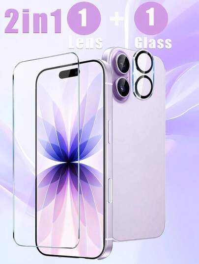 2-In-1 Screen Protector (1 Tempered Glass Screen Protector + 1 Camera Lens Protector) Compatible With IPhone 17. Made Of Tempered Glass Material, It Has Scratch-Resistant And Anti-Drop Protection Functions, No Bubbles, And Sensitive Touch. Suitable For IPhone 17 Pro Max/17/17 Pro/16 Pro Max/16/16 Pro/16 Plus/15 Pro Max/15/15 Plus/14/13/12/11 Camera Lens. This Is A Mobile Phone Accessory That Can Be Used In Combination With A Phone Case, Making It A Great Gift For Family And Friends.