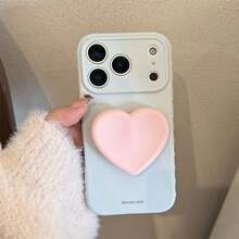 SANRIO 1個粉色心形支架、藍色多巴胺貝殼、奢華女性化TPU防震手機殼，適用於iPhone11/12/13/14/15/16/17 PROMAX，DIY，側心形，撞色設計 - 藍粉撞色 - 查看 2