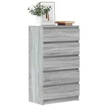 vidaXL Cassettiera, mobile con ampio spazio contenitivo, cassettiera per camera da letto o soggiorno, credenza, mobile laterale, grigio, 60x36x103 cm, legno composito - Grigio - Visualizzare 3