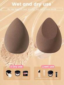 6 Pcs Makeup Sponges, For Cream And Powder Concealer - Coffee Brown - View 9