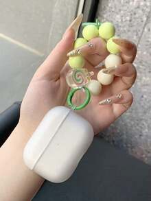 【信义】春夏新款清新绿色珠子透明磨砂耳机盒串珠吊坠礼品，简约风格，兼容苹果第二代Pro - 彩色 - 查看 2