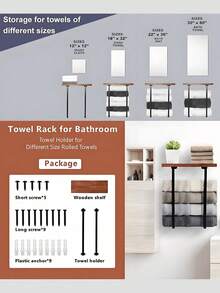 Towel Rack Wall Mounted, Bathroom Towel Storage, Wall Towel Holder, Bathroom Organizer, Shower Organizer Rack, Bath Towel Racks For Bathroom Towel Storage Rack With Shelve For Rolled Towel Organizer, Wall Mounted Bathroom Shelves Over Toilet For Bathroom, Kitchen, Bedroom, Living Room, Home Decor, Bathroom Decor And Accessories, Bathroom Organizer, Shower Accessories, Minimalist Design Storage Organizer For Large Towels, Small Towels, Hand Towels, Halloween/Christmas Gifts, Back-To-School Season - Multicolor - View 11
