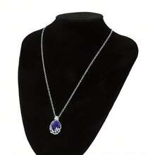 1 Piece Of "" TV Series Inspired Necklace - Replica Of Damon And Elena's Iconic Necklace, Elegant Bohemian Style With Purple Synthetic Gemstones And Alloy Trim, Versatile Everyday Women's Accessory, Gift For TVD Fans, Can Be Worn Year-Round, Suitable For Casual Or Formal Attire, TVD Collectible Accessory - 藍色的 - 查看 8