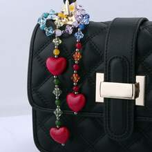 1 peça Pingente de Bolsa com Corrente e Contas Estilo Y2K em Formato de Coração, Chaveiro, Bijuteria da Moda, Acessórios Femininos de Tamanho Grande - Multicolorido - Ver 6