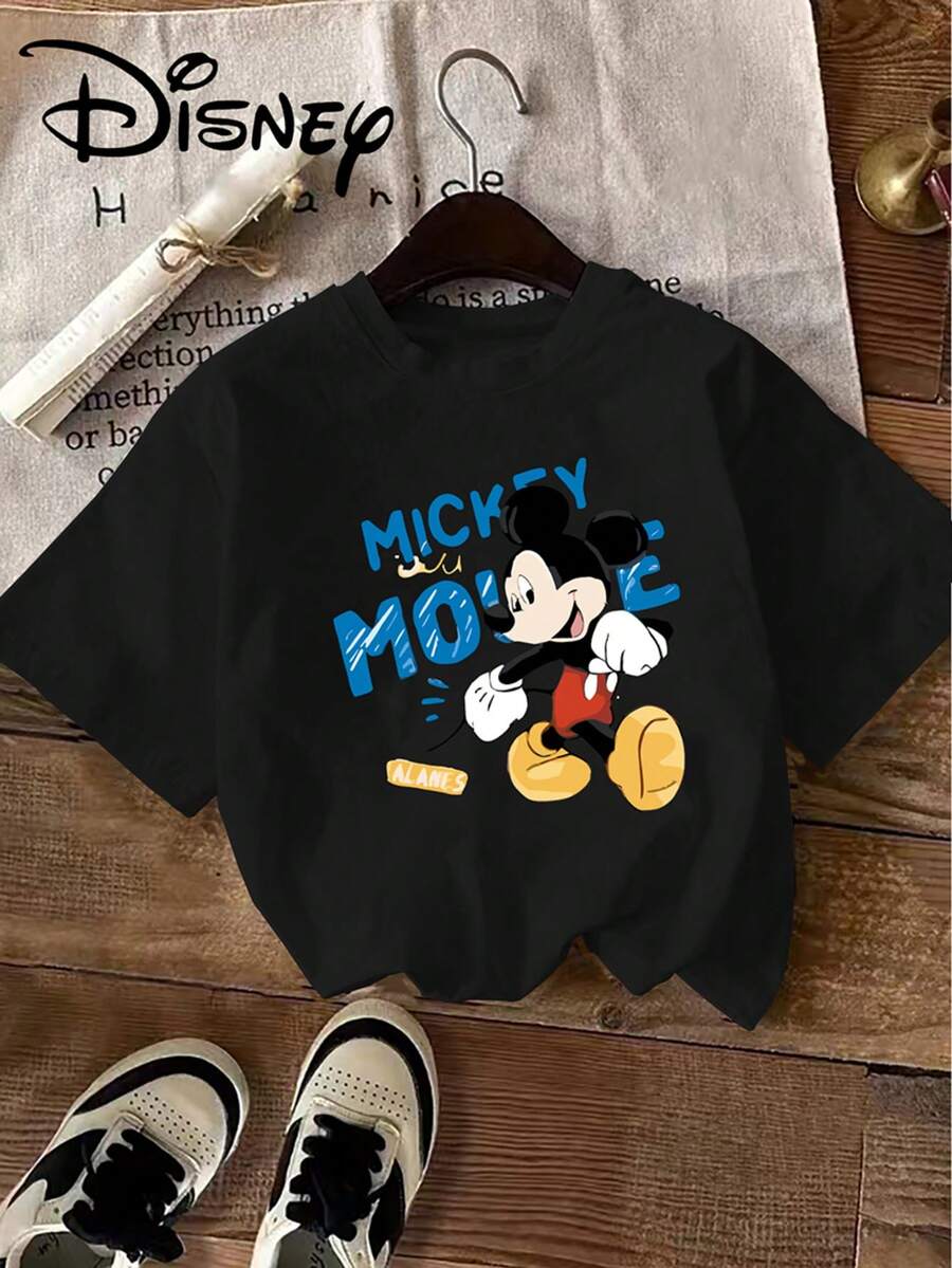 Disney (versión suelta), adecuada para verano y primavera, pintando el mundo con buena voluntad, camisetas de energía positiva con crayones, ropa de fiesta para regalo navideño, ropa de mujer. - Negro - Ver 1