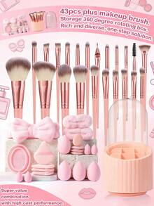 1/4/20/22/43PCS Makeup Tools Set Including:22PCS Makeup Brushset+4PCS Makeup Sponges+4PCS Mini Makeup Sponges+4PCS Triangle Powder Puffs+4PCS Mini Air Cushion Powder Puffs+1pc Makeup Brush Cleaning Tools+1pc Storage Bucket+1pc Hairband+2PCS Hand Bowl Strap - Multicolor - View 13