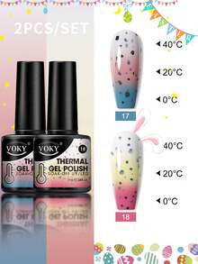 VOKY 2件装热敏美甲凝胶套装 - 需使用卸甲液/LED灯卸除，适合在家或美甲沙龙打造持久美甲造型 - 彩色 - 查看 1