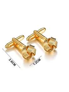 1 Pair Fashionable Delicate Gold Twist Design Cufflinks For Men - Knot Design - View 3