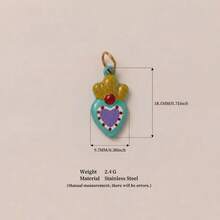 1pc Dopamine Inspired Jewelry Pendant Accessories, Includes Mushroom, Flower, Heart, Polka Dot, Butterfly Patterns. Made Of 18K Stainless Steel Plating, Suitable For Daily Bag Decoration, Necklace, Bracelet, Phone Strap, Keychain Pendant Accessories - Multicolor - View 7