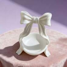 Bow-Tie Jewelry Tray, Cute Ribbon Ring Holder & Earring Storage Box, Small Necklace & Bracelet Bowl, Vanity Bedroom Decor, Aesthetic Gift For Girls/Women, Pink/White - Multicolor - View 11